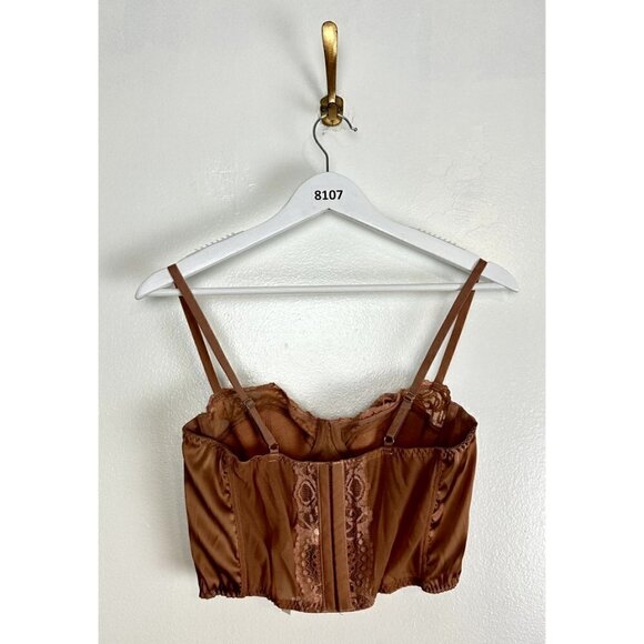 BDG Urban Outfitters Lace & Satin Corset Crop Top in Tan Size Medium - Picture 5 of 7